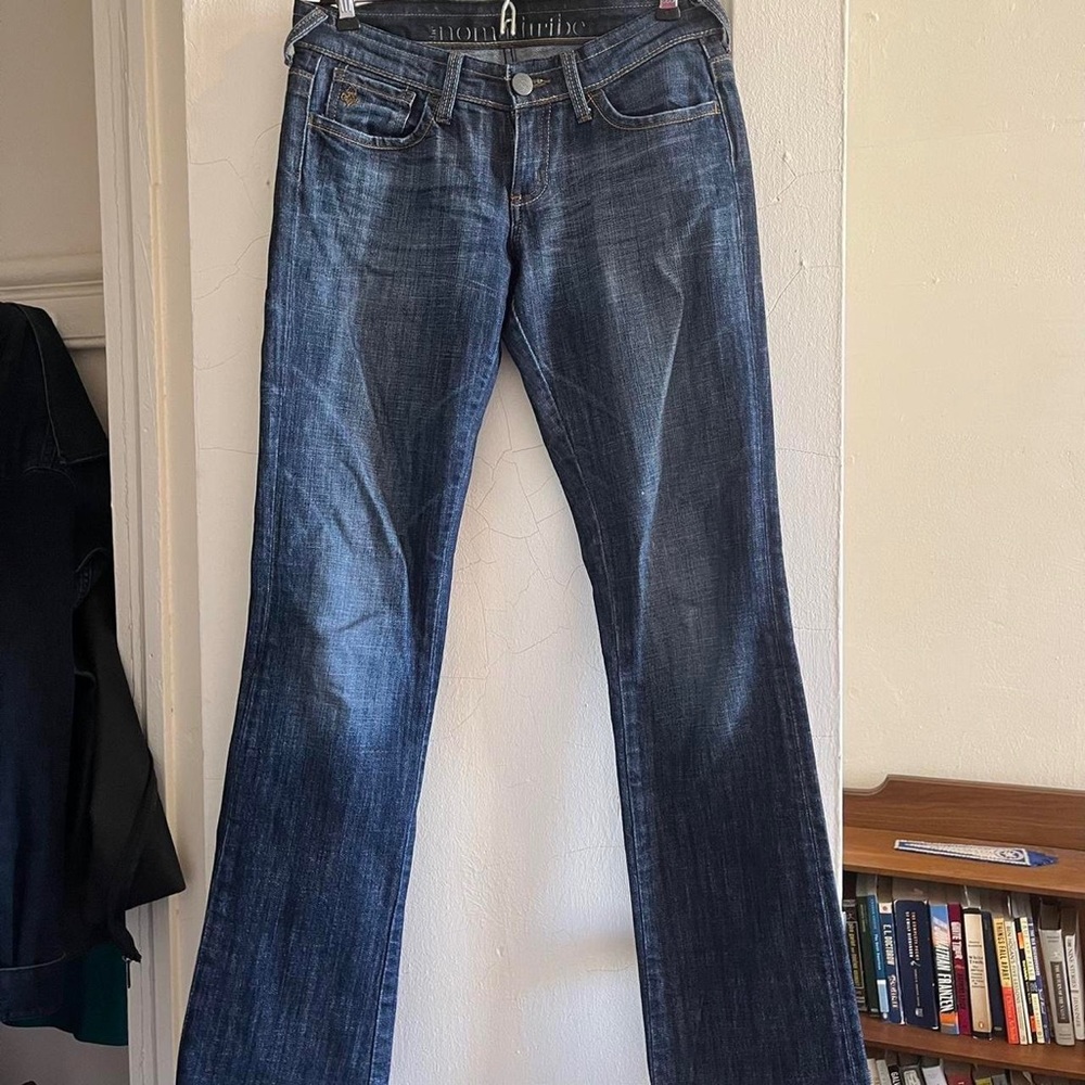 Vintage y2k low rise flared Nomad Tribe denim.